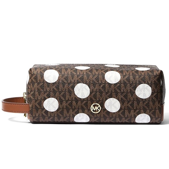 Michael Kors Brown and White Polka Dot Wristlet - Picture 1 of 6
